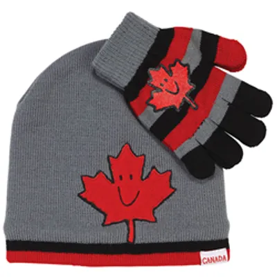 KIDS MAPLE LEAF TOQUE AND GLOVE SET