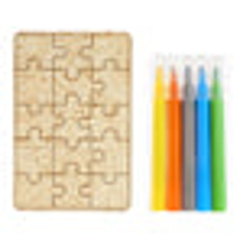 MINISO Plywood Coloring Puzzle with 5 Coloring Markers (Jungle