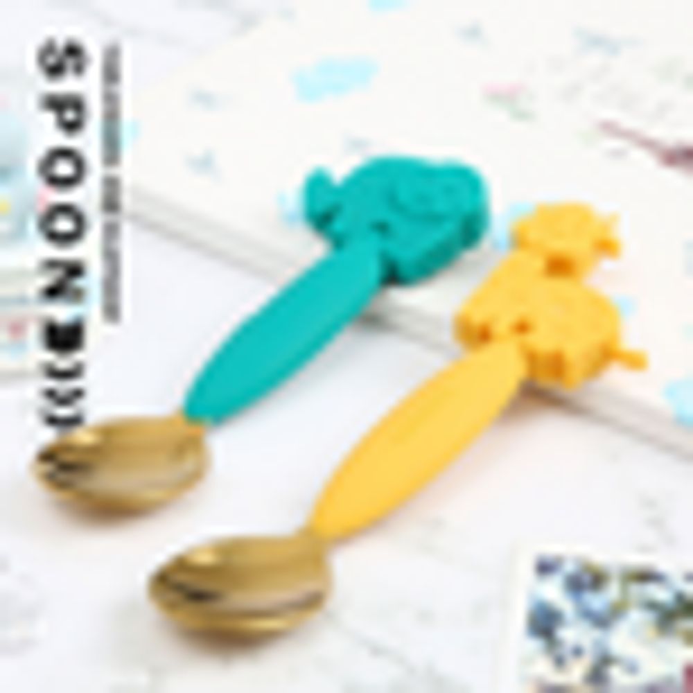 MINISO Cute Silicone and Stainless Steel Feeding Spoon for Baby