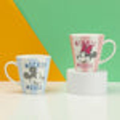 MINISO Mickey Mouse Collection Stripe Ceramic Mug 350ml (2mugs