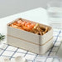 MINISO Wheat Straw Double-layer Bento Box 1000ml (Creamy White