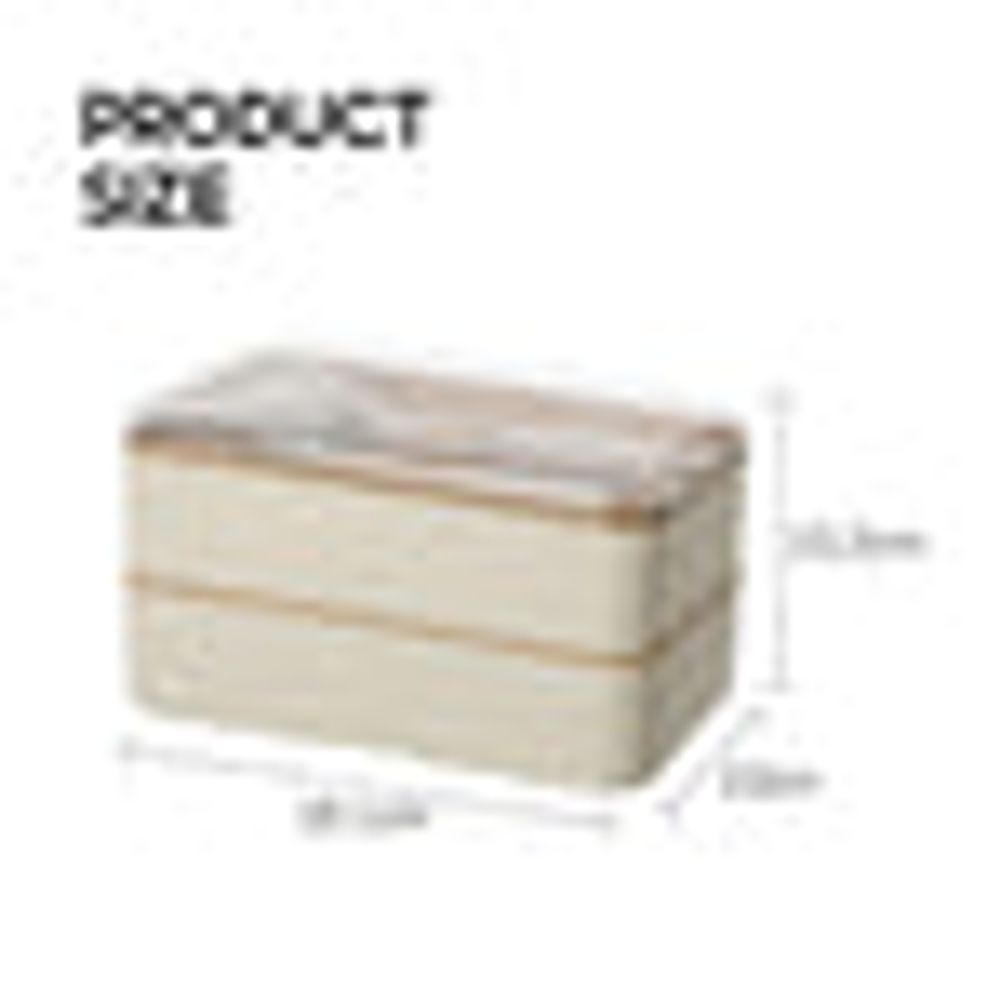 MINISO Wheat Straw Double-layer Bento Box 1000ml (Creamy White