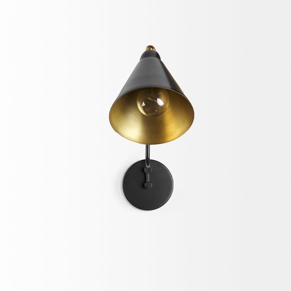 Rubeus Wall Sconce Brass Metal | Frosted Glass