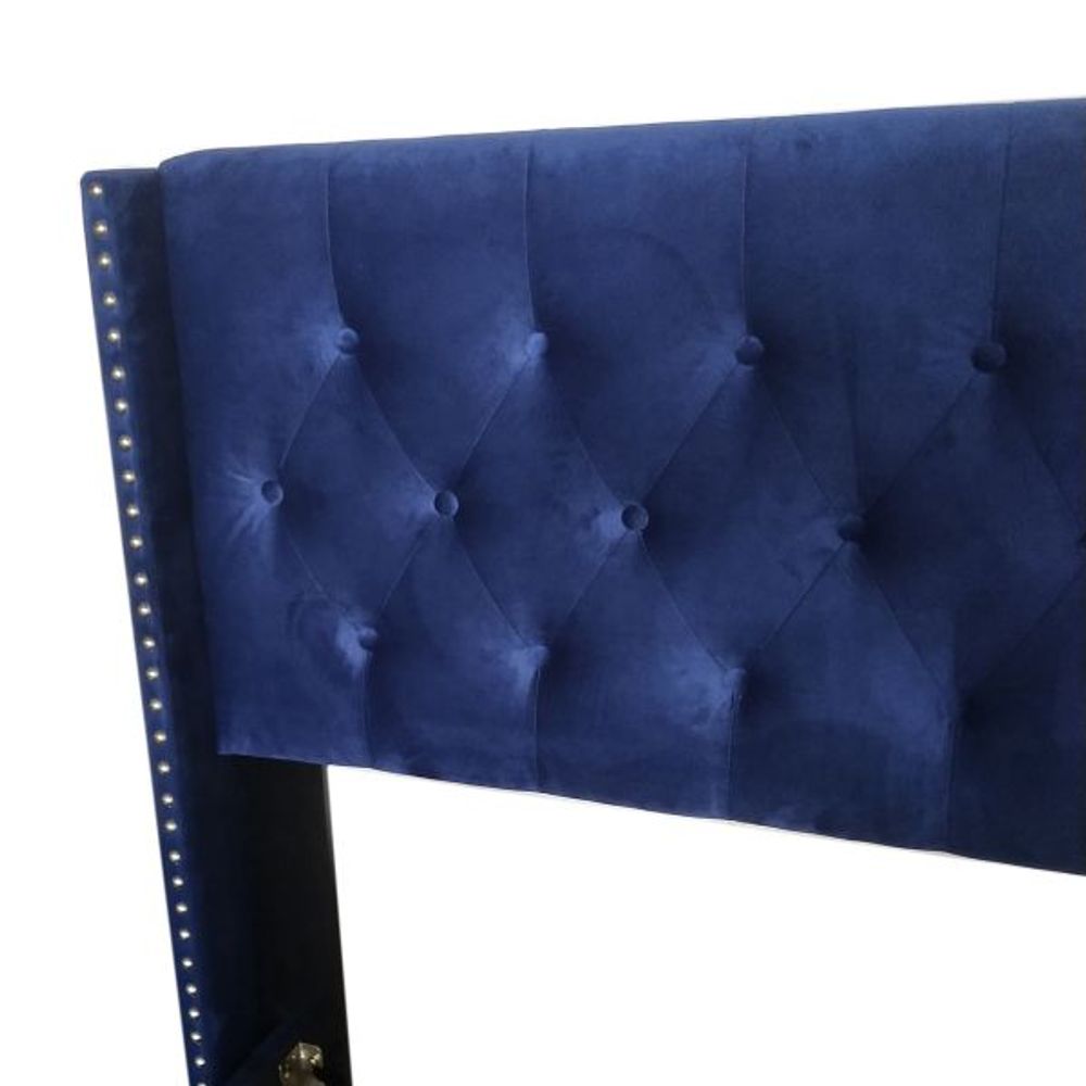 Gunner 54" Double Bed in Blue Velvet