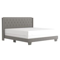 Gunner 78" King Bed in Light Grey Fabric