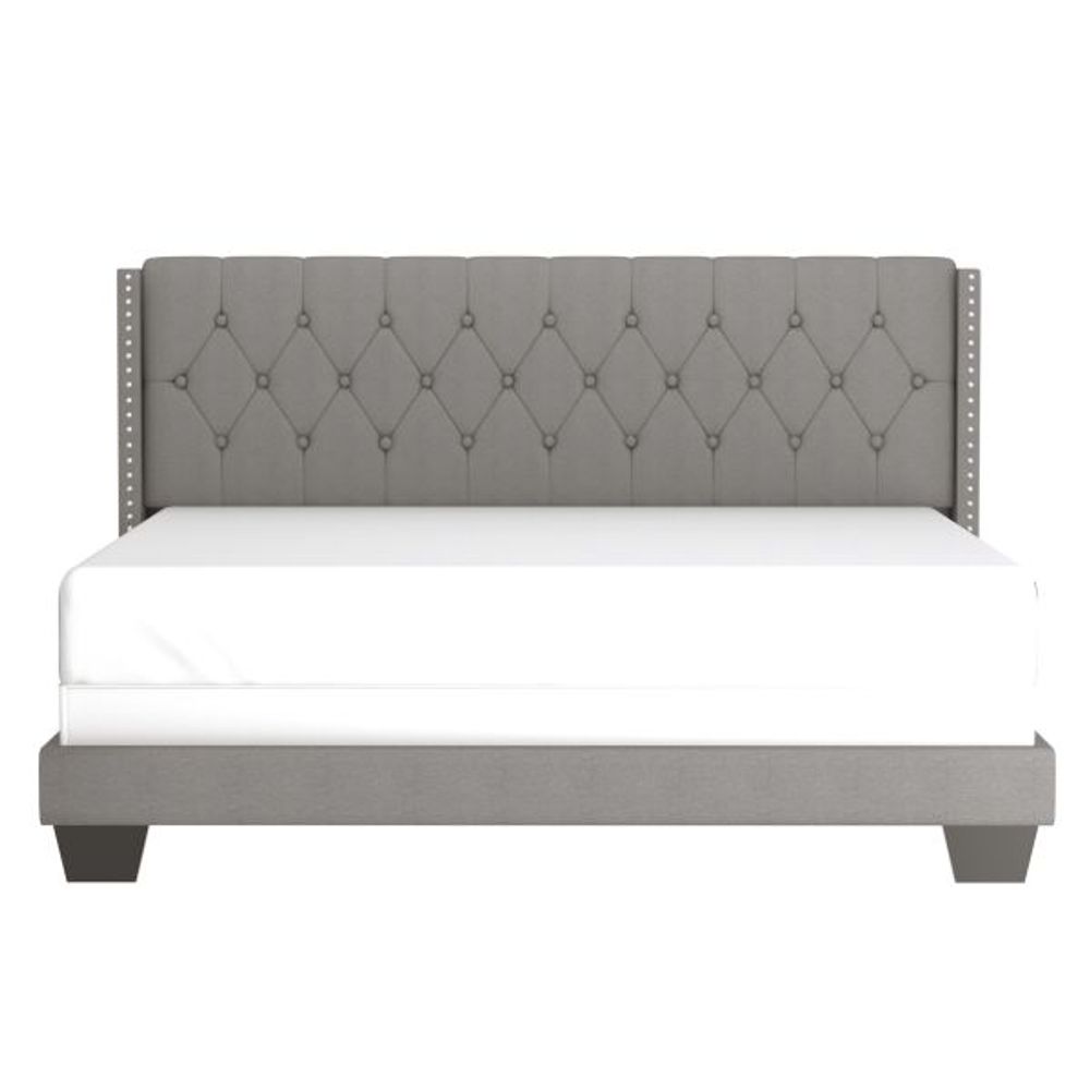 Gunner 78" King Bed in Light Grey Fabric