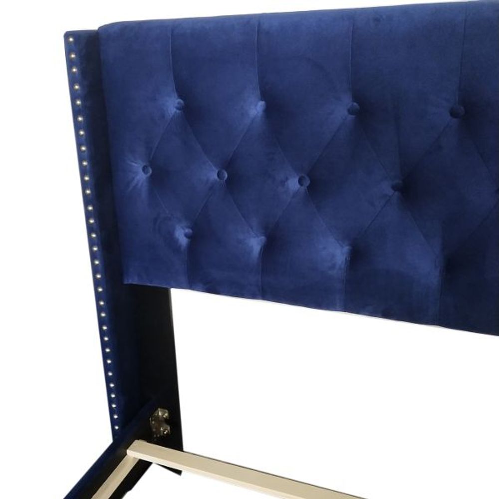 Gunner 78" King Bed in Blue Velvet