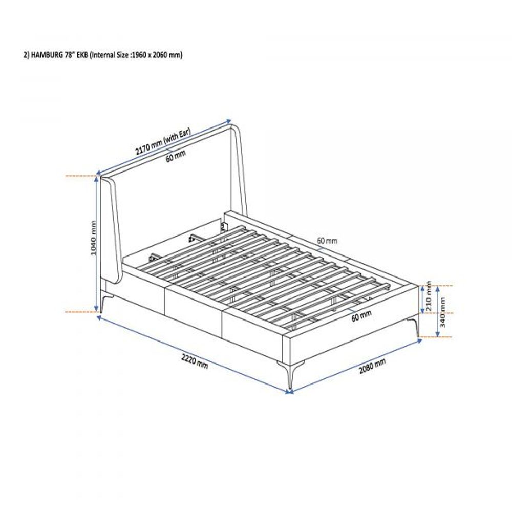 Hamburg 78" King Platform Bed in Mustard