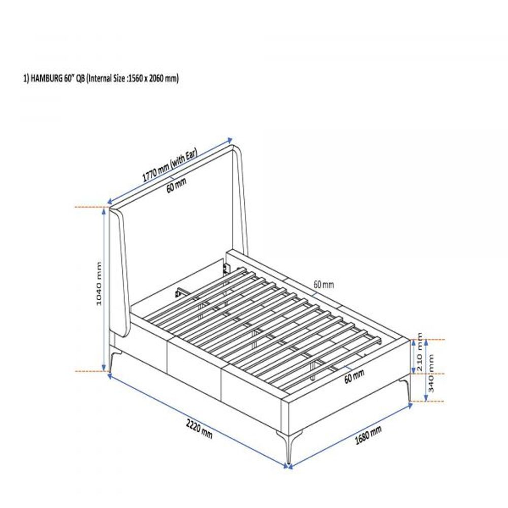 Hamburg 60" Queen Platform Bed in