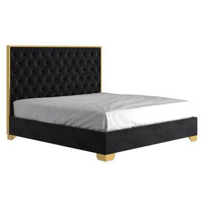 Lucille 78" King Bed in Black with Gold Detail