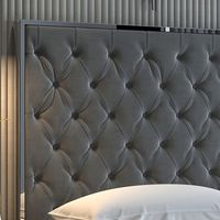 Lucille 60" Queen Bed in Grey with Silver Detail