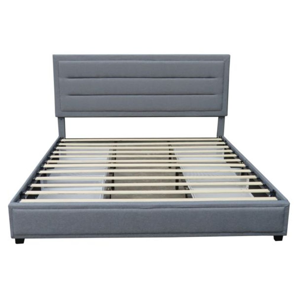 Russell 78" King Platform Bed with Storage in Grey