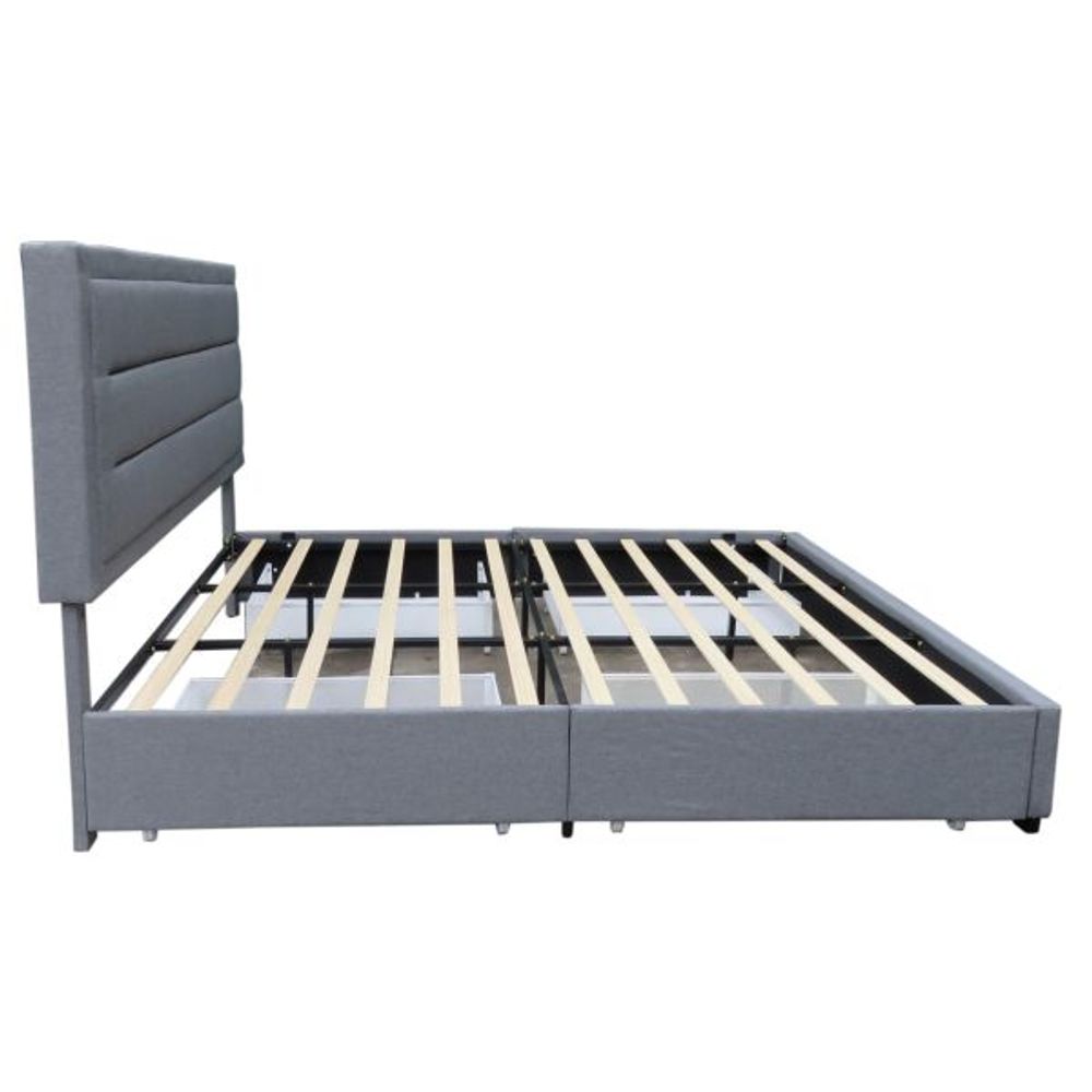 Russell 78" King Platform Bed with Storage in Grey