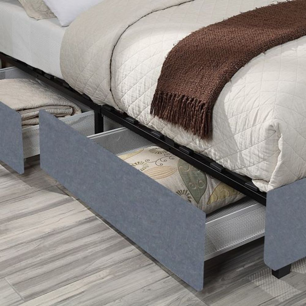 Russell 78" King Platform Bed with Storage in Grey