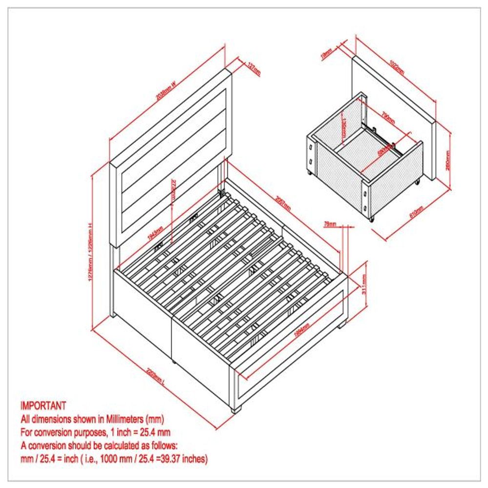 Russell 78" King Platform Bed with Storage in Grey