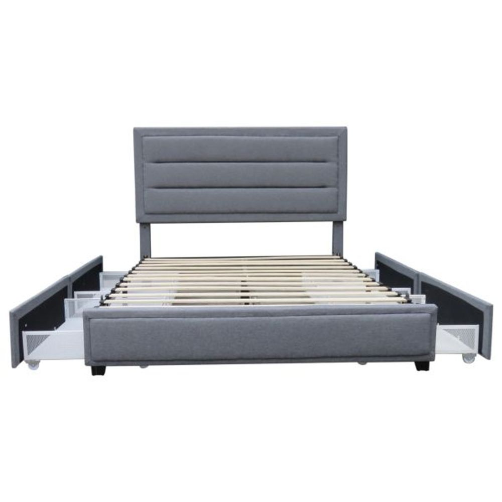 Russell 60" Queen Platform Bed with Storage in Grey