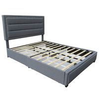 Russell 60" Queen Platform Bed with Storage in Grey