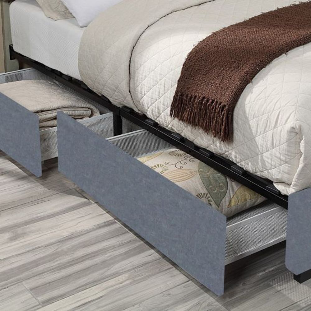 Russell 60" Queen Platform Bed with Storage in Grey