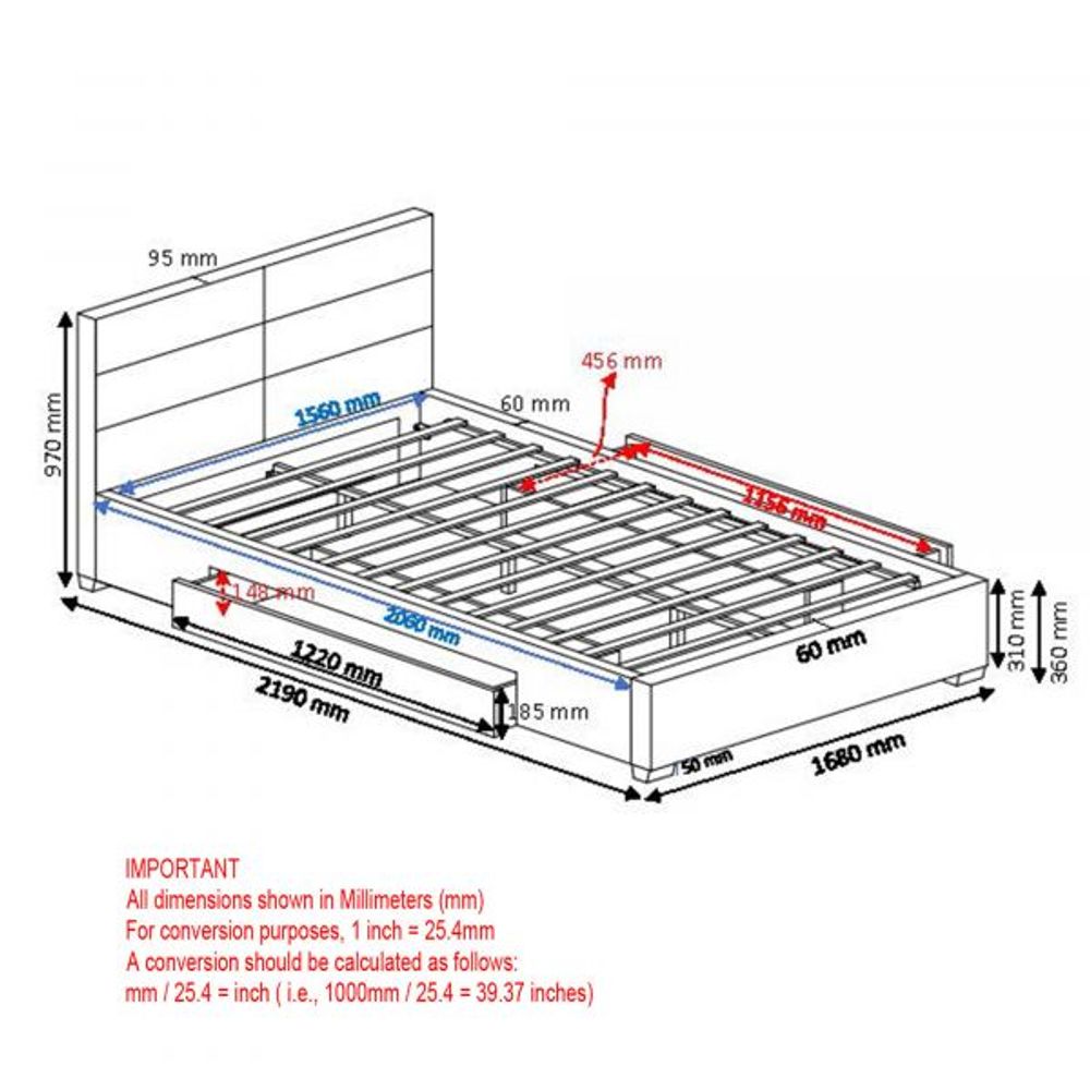 Emilio 60" Queen Platform Bed with Drawers in Light Grey