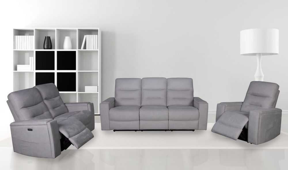 Roche Power Recliner Sofa- Light Grey