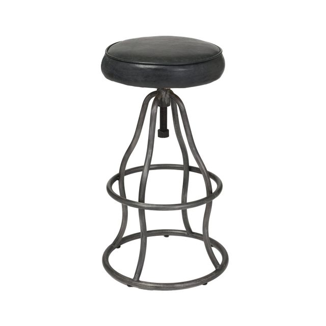 Bowie Bar Stool - Distressed Black Leather