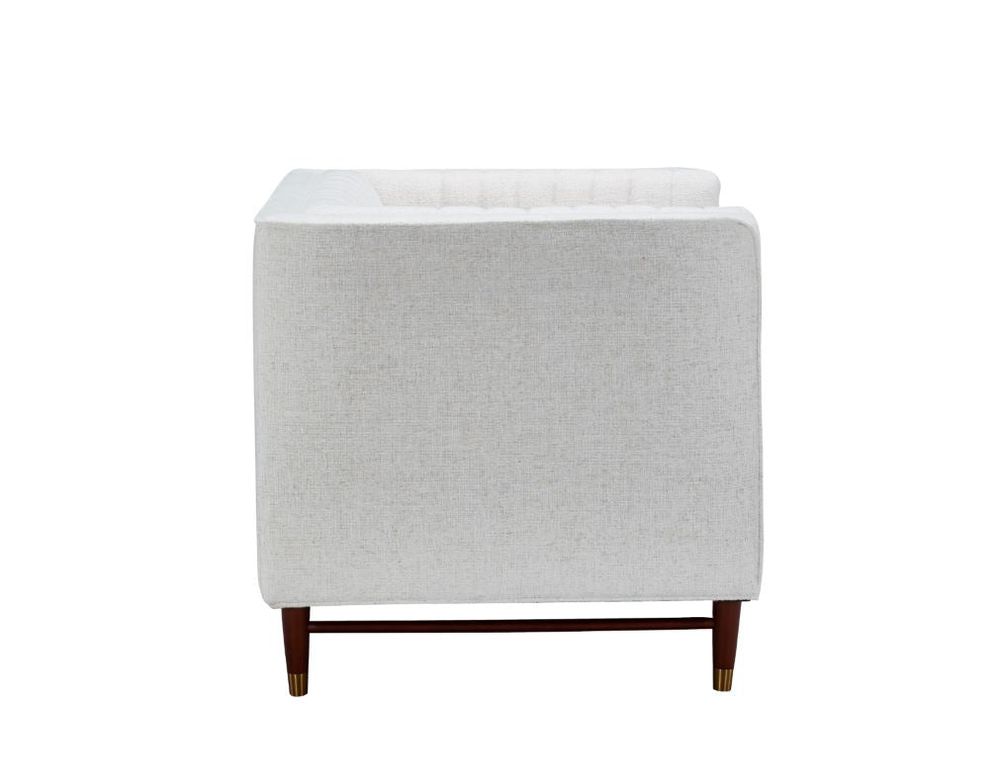 LUIGI Mid Century Fabric Accent Chair - Stardust Ivory