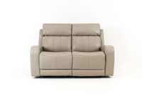 Carrara Genuine Leather Power Reclining Loveseat - Cloudy