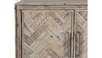 GRAMERCY GREY WASH WIRE CHEVRON 3 DOOR ACCENT CABINET