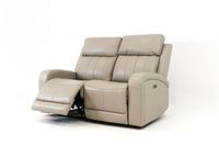 Carrara Genuine Leather Power Reclining Loveseat - Cloudy