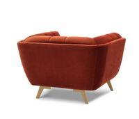 Yaletown Mid Century Tufted Fabric Accent Chair Gold Legs -Rust