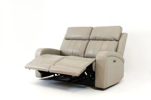 Carrara Genuine Leather Power Reclining Loveseat - Cloudy