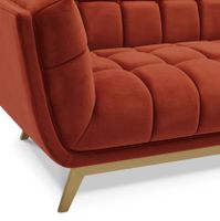 Yaletown Mid Century Tufted Fabric Accent Chair Gold Legs -Rust