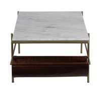 Marble Top Coffee Table with Leather Pocket