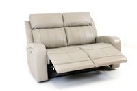 Carrara Genuine Leather Power Reclining Loveseat - Cloudy