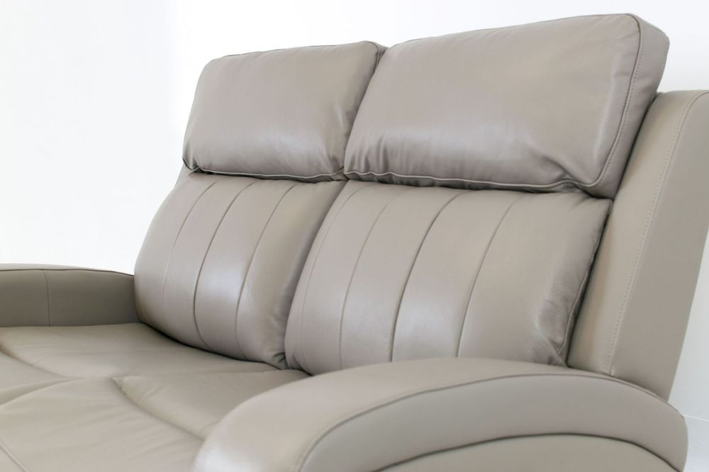 Carrara Genuine Leather Power Reclining Loveseat - Cloudy