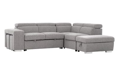 Davis Sleeper Sectional w/Storage Ottoman-Right Chaise-Thora Stone