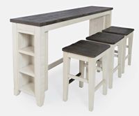 Madison County 4 Pc Counter Height Sofa Table with 3 Stools