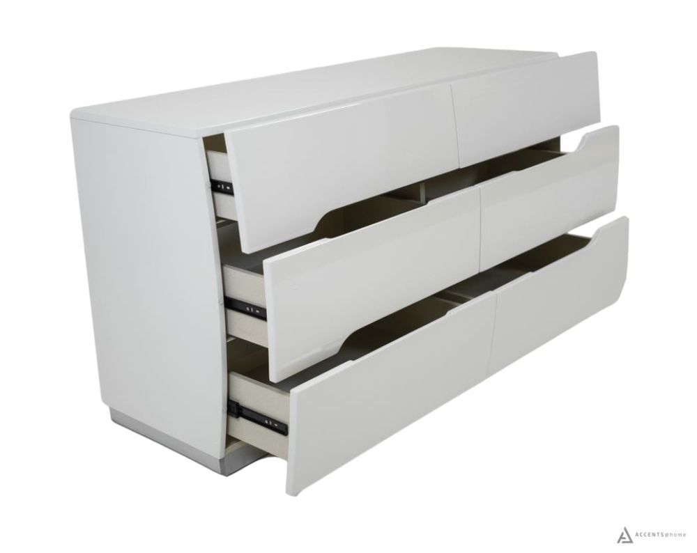 Zoe Glossy White bedroom Dresser