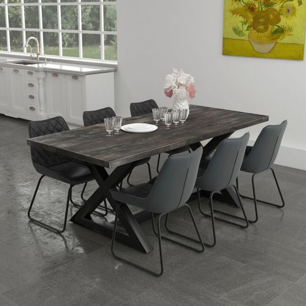 Zax Rectangular Dining Table in Distressed Grey