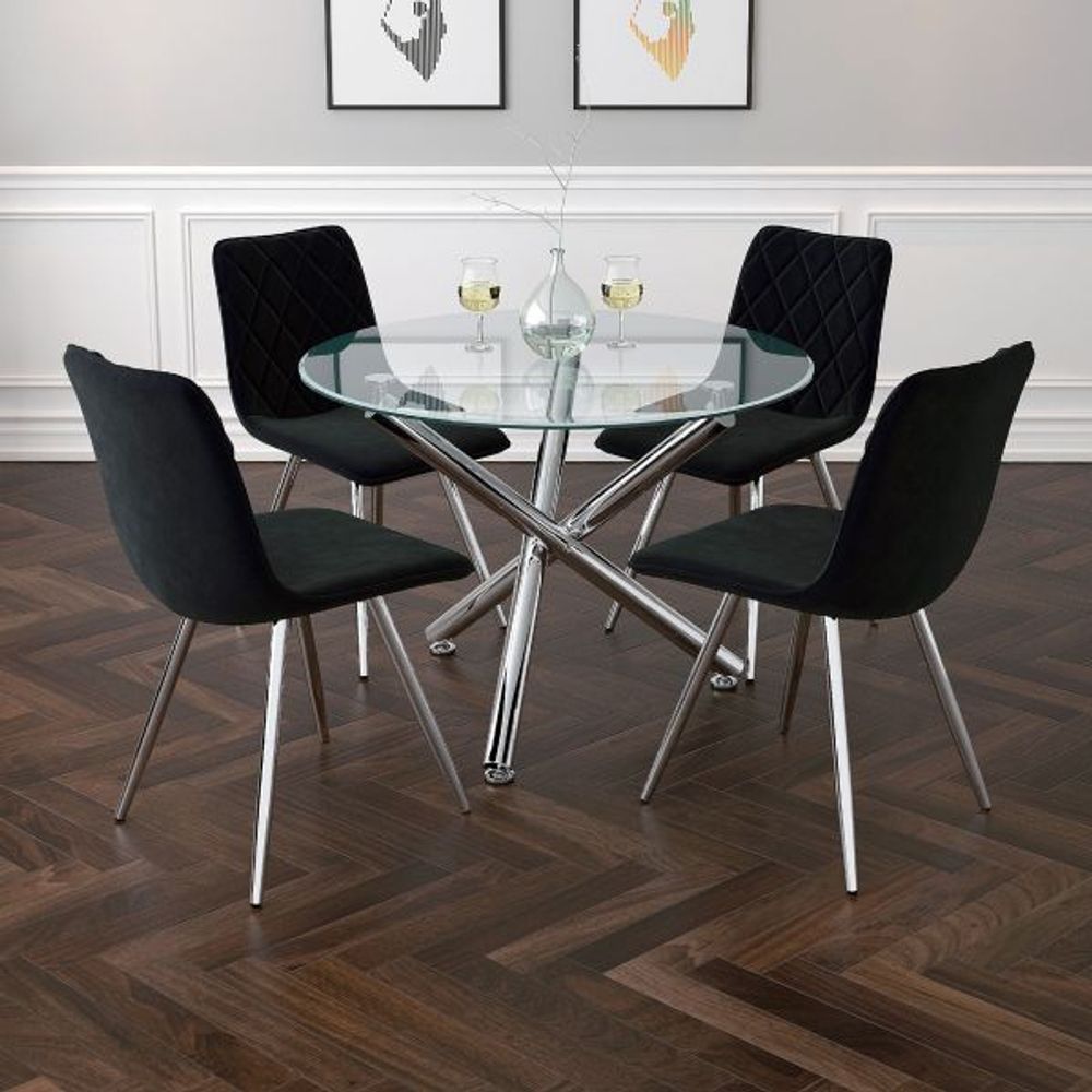 Solara II Round Dining Table in Chrome