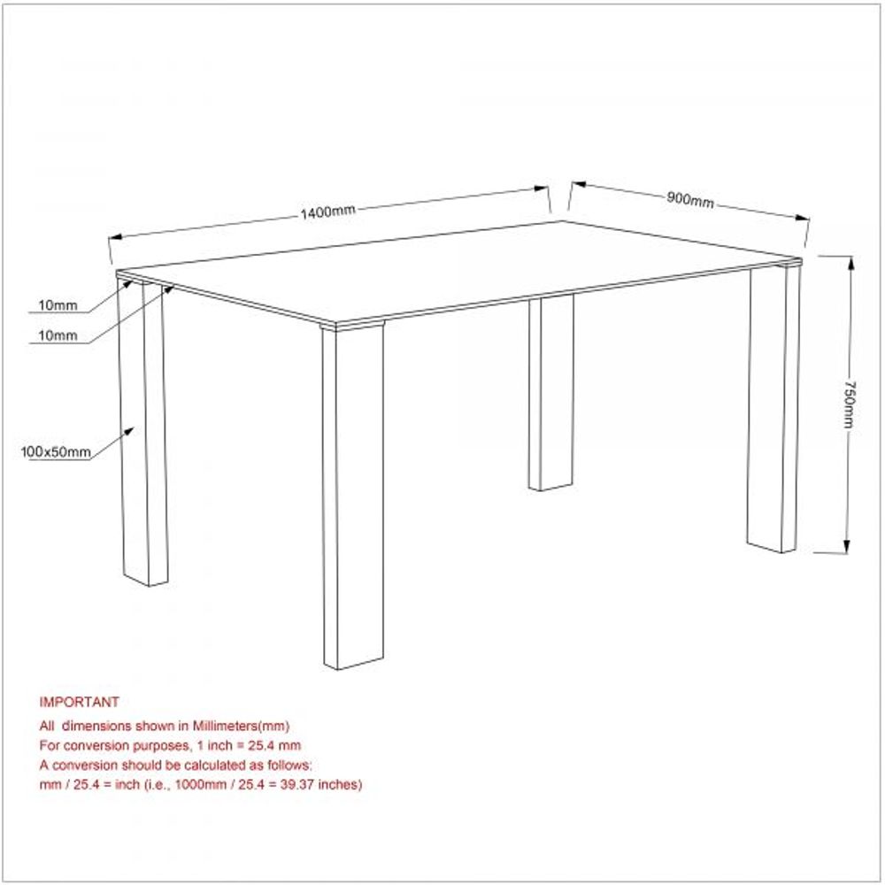 Vespa Rectangular Dining Table in Black