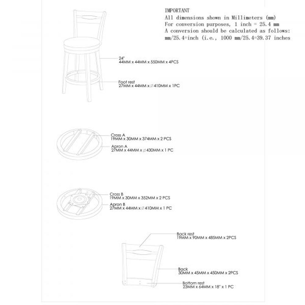 Harlo 26'' Counter Stool, set of 2 in Grey