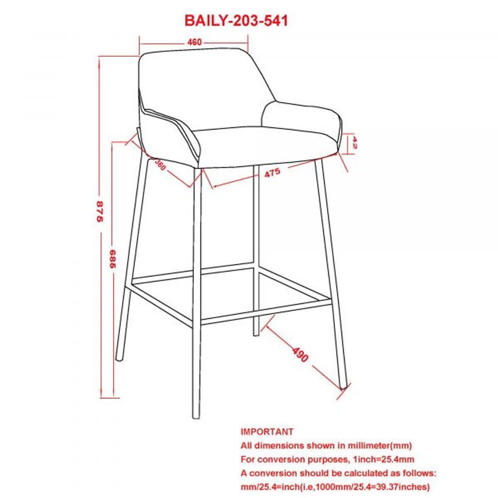 Baily 26' counter stool - Set of 2 in Grey