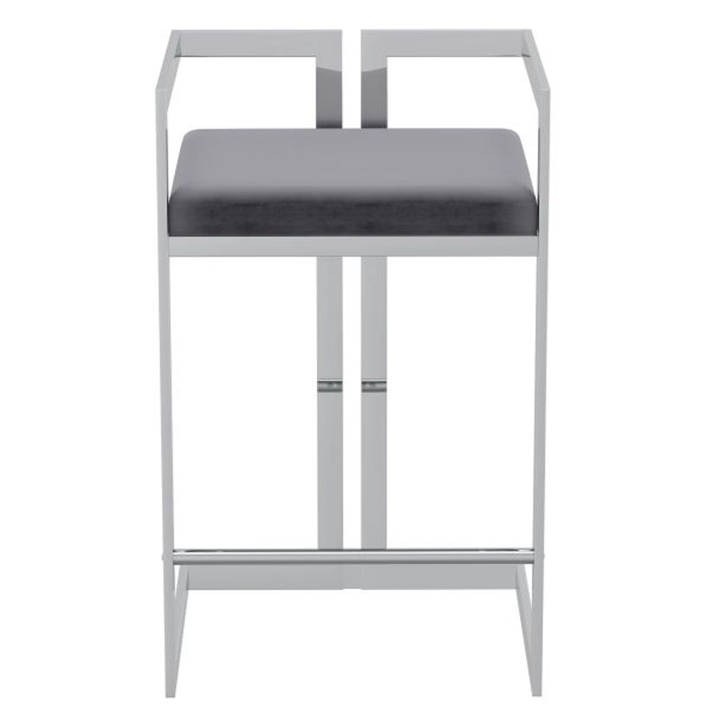 Cosmo 26" Counter Stool in Grey with Silver Legs