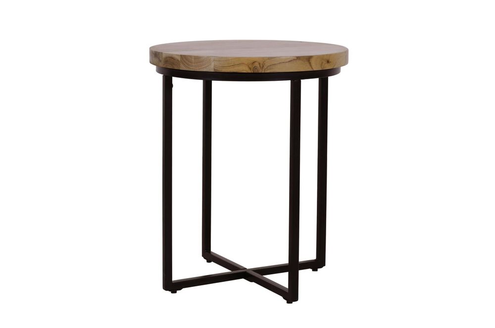 Ames Round Wooden End Table