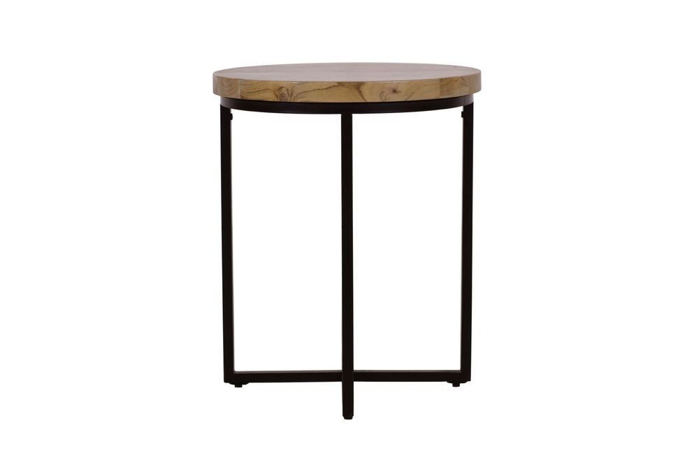 Ames Round Wooden End Table