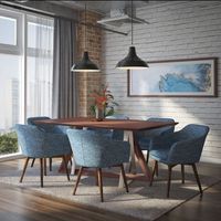 Drake/Minto 7pc Dining Set, Walnut/Blue