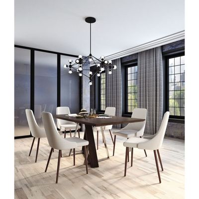 Drake/Cora 7pc Dining Set, Walnut/Beige