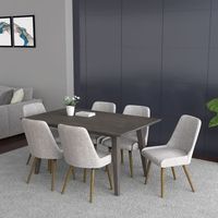 Ashland/Mia 7pc Dining Set, Grey/Grey & Light Grey