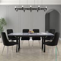 Gavin/Devo 7pc Dining Set, Black/Black